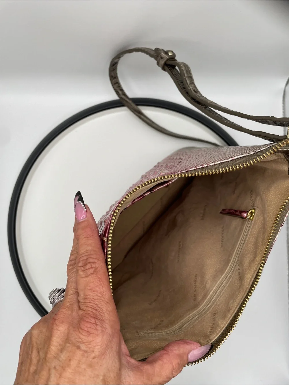 Brahmin Fig Jam Ombré Croc-Embossed Leather Crossbody with Matching Ady Wallet